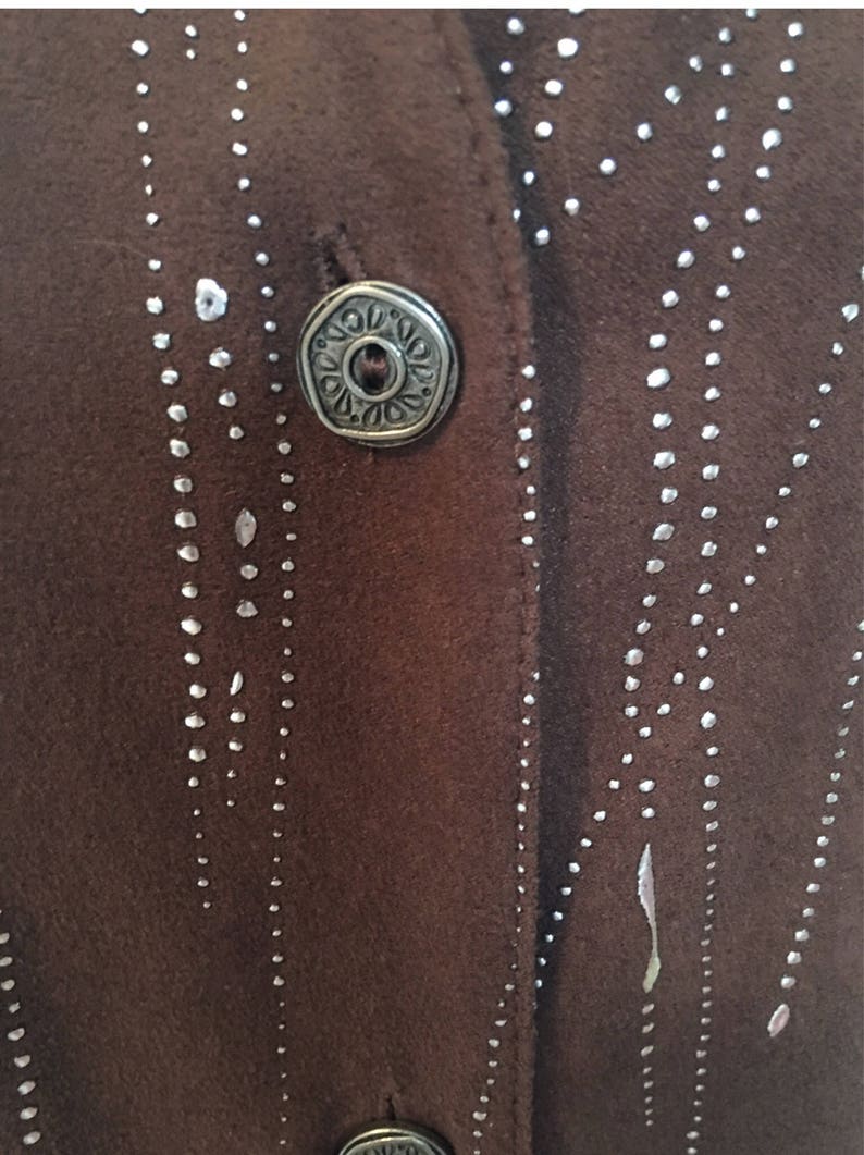 Vintage Erin London ultra suede long shirt brown with silver drizzle 80s oversized New Wave Fashion