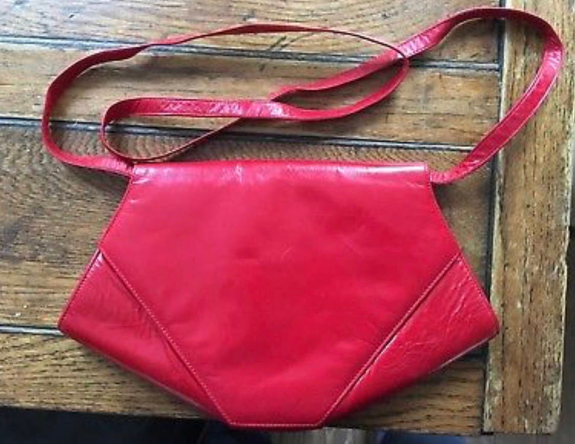Lovely Vintage Charles Jourdan Red Leather Purse Shoulder Bag Crossbody ...