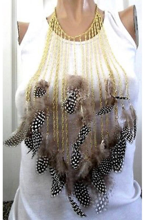 MASSIVE Runway Genuine Feather Bib Necklace