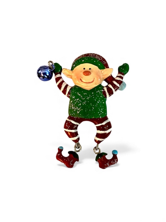 Vintage Holiday Elf Pin, Christmas Brooch, Gift Boxed