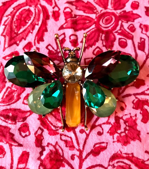Huge Rainbow Butterfly Brooch made of Beautiful Ch