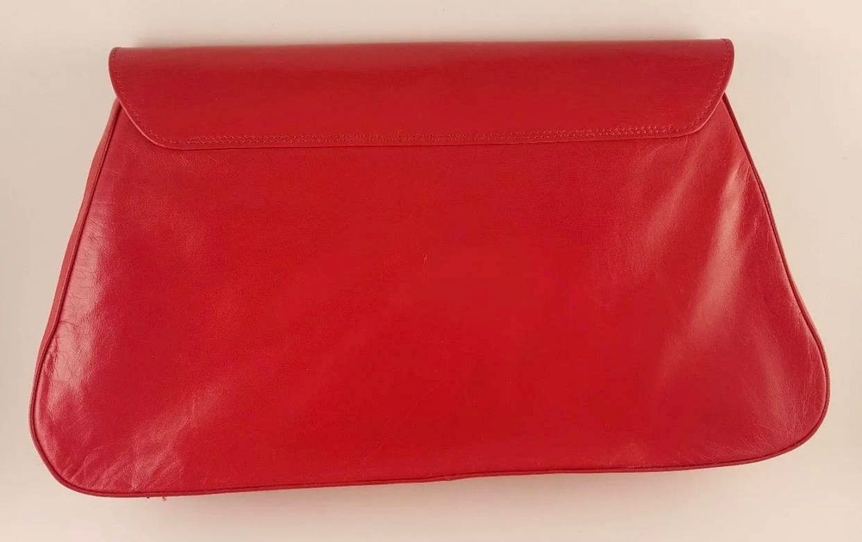 Vintage Charles Jourdan Paris Red Leather Design Detachable Shoulder ...