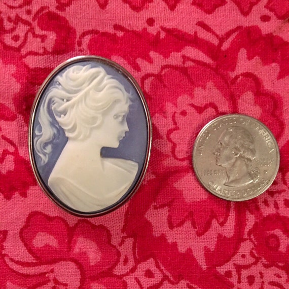 Sky Blue Victorian Revival lady Cameo Pin, Romant… - image 2