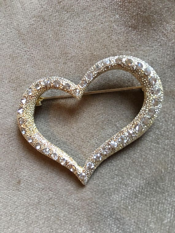 Sparkling Rhinestone encrusted Silvertone Heart P… - image 2