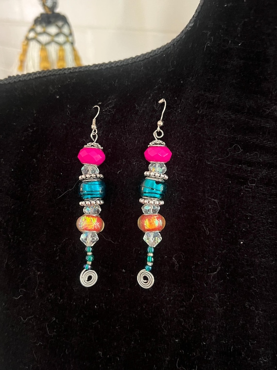 Fab Y2K Millennial Rainbow Showstopper Runway Dangles, Sex In the City late 90s early 2000s eclectic whimsical flirty sexy designer earrings