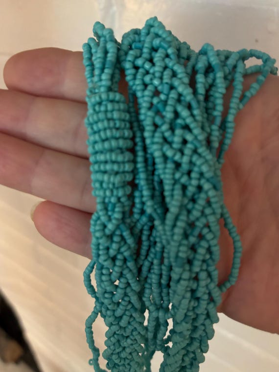 Vintage Southwestern Turquoise Seed Bead Necklace: Multistand Tribal Statement Piece with Knots