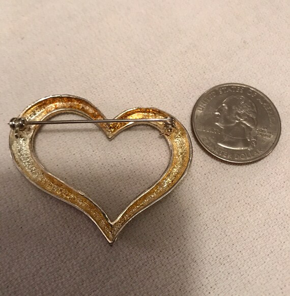 Sparkling Rhinestone encrusted Silvertone Heart P… - image 5