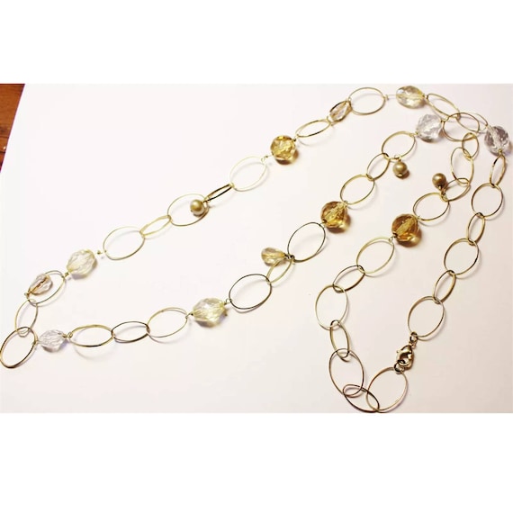 Beautiful Gold tone Gems Links Necklace