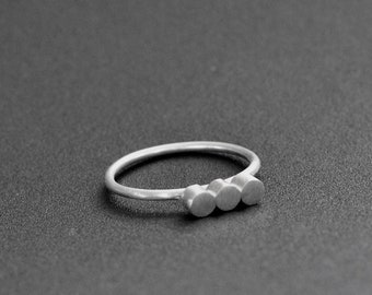 Dotted Bar Ring, Sterling Silver Rings for Women, Handmade Jewelry Rings, Gift for Her