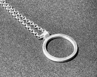 CELIE - Sterling Silver Circle Necklace, Minimalist Necklace, Handmade Jewelry Necklace