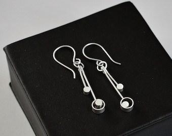 DUENA - Sterling Silver Dangle Earrings, Mismatched Earrings, Circle Earrings, Modern Earrings, Geometric Earrings, Modern Jewelry