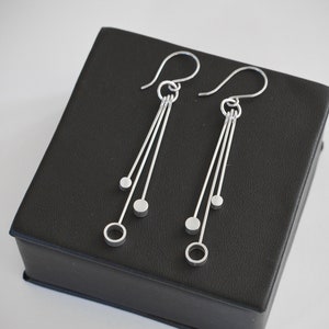 YSABEL - Sterling Silver Dangle Earrings, Long Dangle Earrings, Modern Jewelry