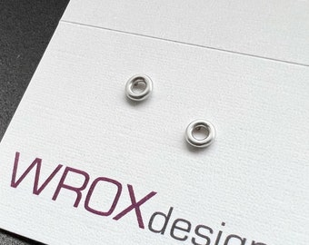 Tiny Ring Stud Earrings, Minimalist Sterling Silver Jewelry