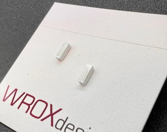 ALISE - 1/4 Inch Tiny Sterling Silver Bar Stud Earrings, Simple Minimalist Jewelry