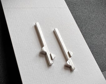 Modern Geometric Stud Earrings, Handmade Sterling Silver Jewelry