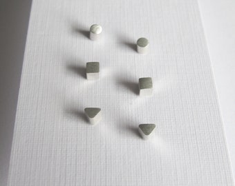 Sterling Silver Stud Earrings Set, Geometric Stud Set, Mix and Match Earring Sets for Multiple Piercings