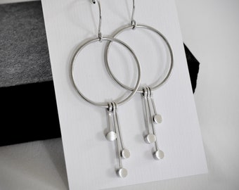 CHAREE - Sterling Silver Earrings, Long Dangle Earrings, Modern Jewelry