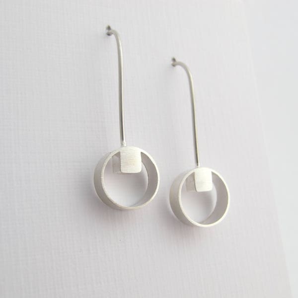 TIBERIA - Sterling Silver Earrings, Geometric Earrings, Silver Drop Earrings, Modern Earrings, Modern Jewelry, Geometric Jewelry