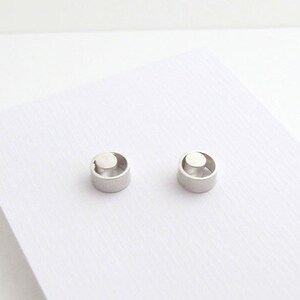 FAUNIA Sterling Silver Stud Earrings, Geometric Earrings, Circle in Circle Stud Earrings, Minimalist Jewelry image 3