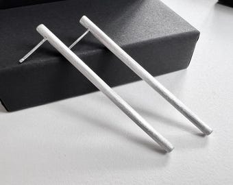 Long Round Bar Earrings, Modern Minimalist Jewelry