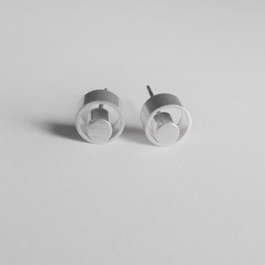 FAUNIA Sterling Silver Stud Earrings, Geometric Earrings, Circle in Circle Stud Earrings, Minimalist Jewelry image 6