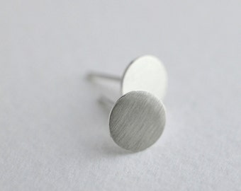 DISCS - Flat Circle Stud Earrings, Sterling Silver Stud Earrings, Minimalist Earrings, Minimalist Jewelry