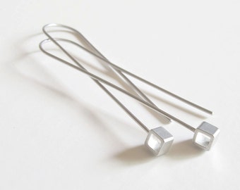 Minimalist Earrings, Silver Threader Earrings, Geometric Sterling Jewelry