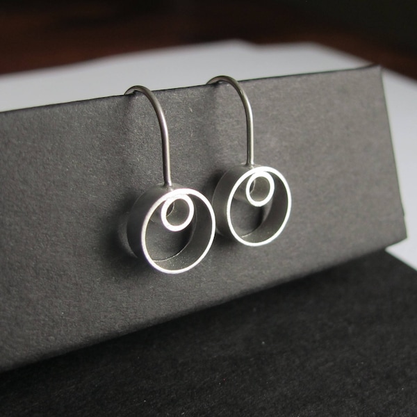 CIA - Sterling Silver Earrings, Modern Earrings, Silver Drop Earrings, Handmade Jewelry Earrings