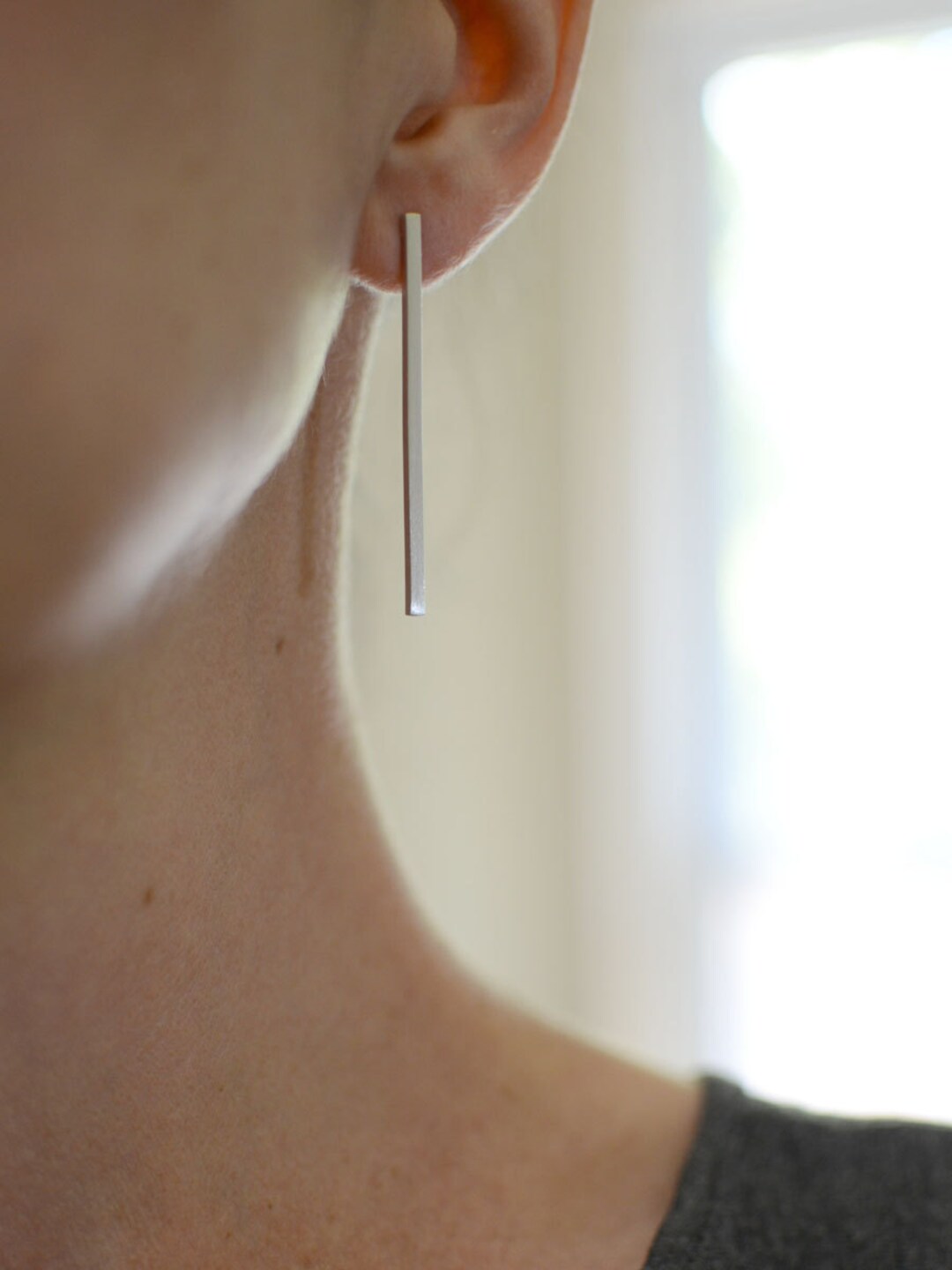 Handmade Sterling Silver Mini Line Bar Stud Earrings | Dainty