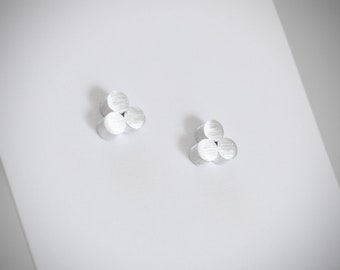 ESME - Contemporary Earrings, Sterling Silver Stud Earrings, Trio Circle Stud Earrings, Contemporary Jewelry