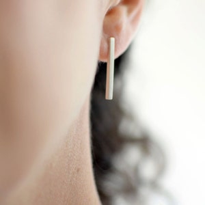 ALISE 1 Minimalist Earrings, Silver Bar Earrings, Stick Earrings, Minimalist Jewelry Sterling Silver image 1