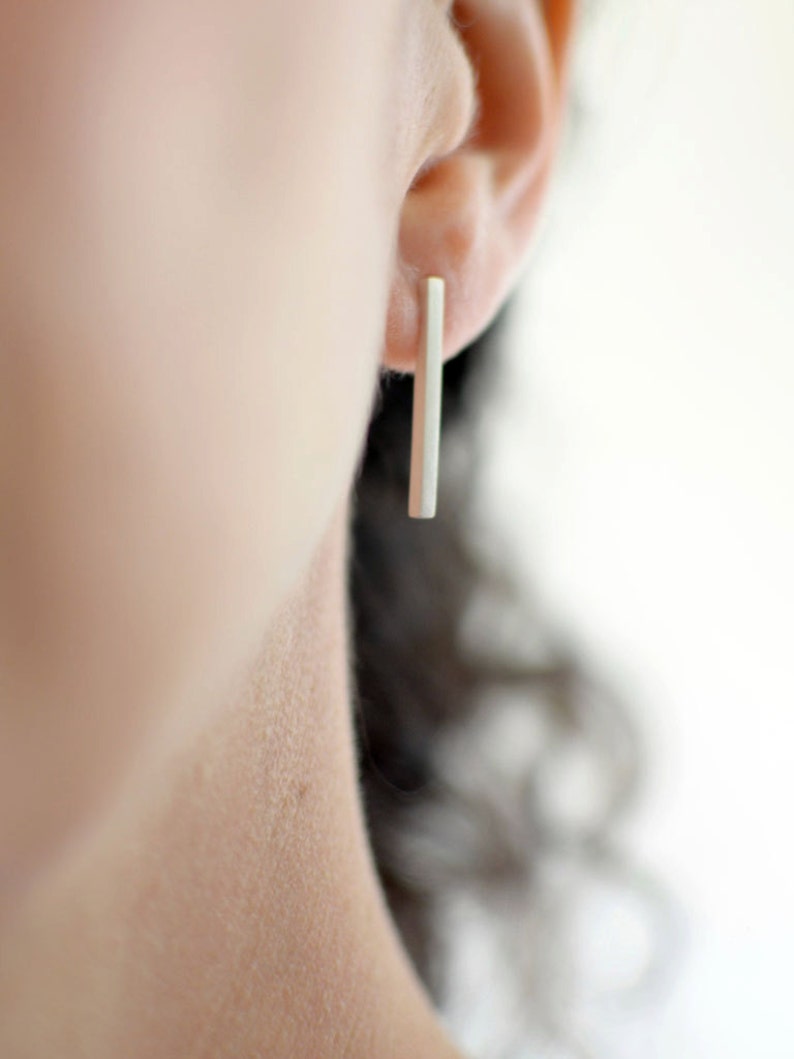 ALISE 1 Minimalist Earrings, Silver Bar Earrings, Stick Earrings, Minimalist Jewelry Sterling Silver image 1