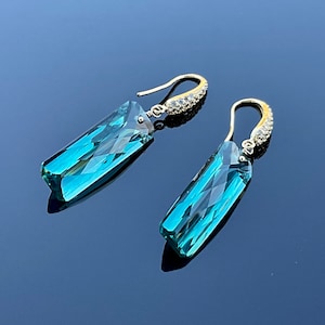 Hydro Indicolite Earrings. Gold Filled