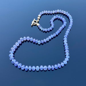 Tanzanite Silk Knotted Necklace. Candy Necklace. Gold Filled