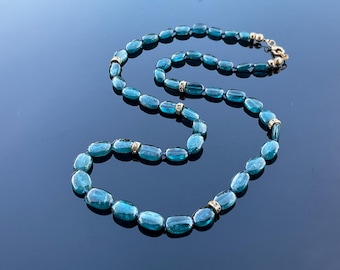 Teal Kyanite Silk Knotted Necklace. 14k Gold Filled.