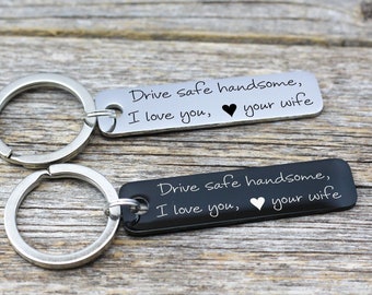 Drive Safe Customizable Rectangle key chain Anniversary gift New Car New driver gift for him Husband gift Boyfriend gift from wife