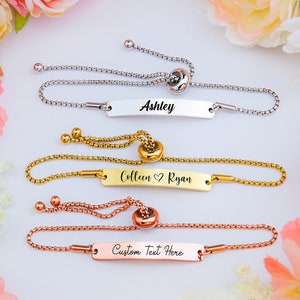 Personalized Gold Name Bar Bracelet - Delicate Hand Djibouti