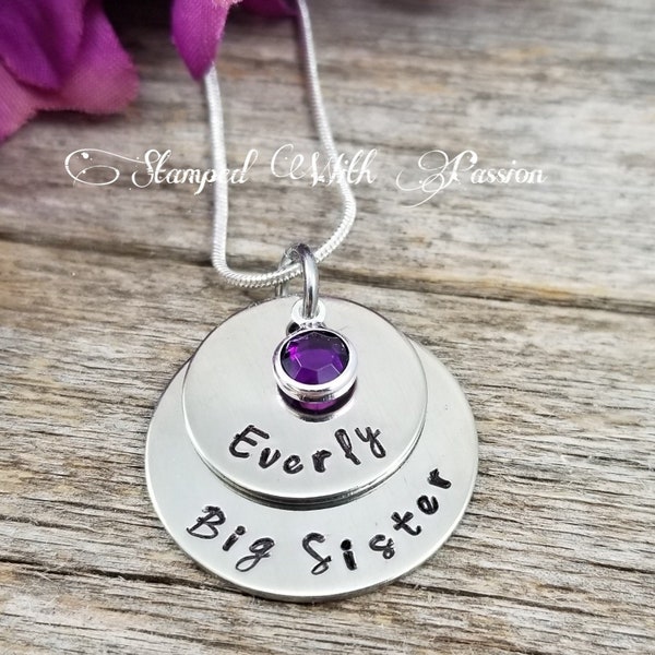 BIG SISTER NECKLACE-New Big Sister Gift-Personalized Big Sister Charm Necklace-New Sibling GIft-Future Big Sister Gift-Big Sister Jewelry