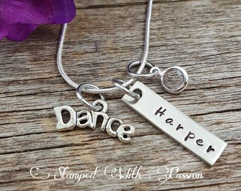 Dance Necklace for little girl necklace, Recital Gift, Personalized Name Necklace, Love to dance, Child jewelry, Dancer gift, Hip hop dancer