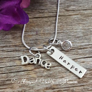 Dance Necklace for little girl necklace, Recital Gift, Personalized Name Necklace, Love to dance, Child jewelry, Dancer gift, Hip hop dancer