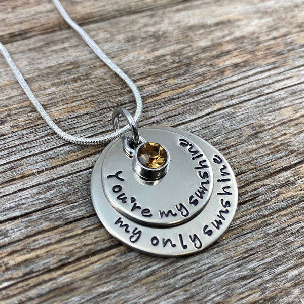 You are my sunshine necklace, Gift for daughter necklace, Ist day of school necklace, Mother Daughter Necklace, Little girl necklace