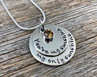 You are my sunshine necklace, Gift for daughter necklace, Ist day of school necklace, Mother Daughter Necklace, Little girl necklace