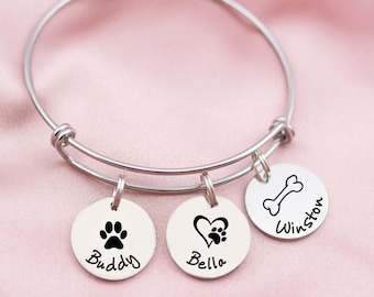 Personalized Pet Bracelet, Customizable Pet Charm Bracelet, Dog Mom Bracelet, Dog Bracelet, Cat Bracelet, Dog Mom Jewelry, Pet Jewelry