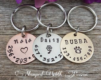 Dog Tag - Dog id Tag - Dog Name Tag - Hand Stamped - Paw Print Dog Tag - Dog tag for Collar - Pet id tag dog - Personalized tag - Custom Tag