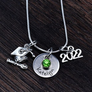 Graduation Necklace Personalized Girl Graduation Gift for her Class of 2024,2025, Hand Stamped Graduation Jewelry Graduate image 3