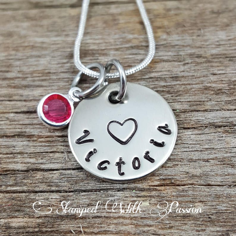 Heart Necklace little girl jewelry custom kid jewelry Personalized Necklace Birthstone jewelry Child Necklace Daughter necklace