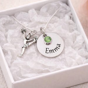 Personalized Cheerleader Necklace, Cheer Gift for Girl, Custom Name Necklace with Birthstone, Cheerleader Jewelry, Cheer Team Gift Bild 3