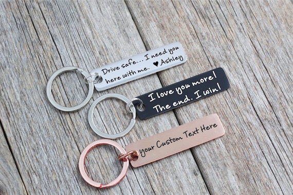 Quote Engraved Personalized Keychain for Him - Mens Accessories Brown / Stainless Steel