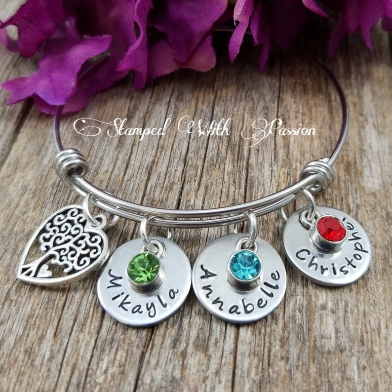 Grandma Gift Personalized Bracelet With Grandkids Names Etsy
