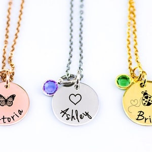 Child Necklace, Personalized Necklace, Birthstone jewelry, Daughter necklace, custom kid jewelry, little girl jewelry, Heart Necklace
